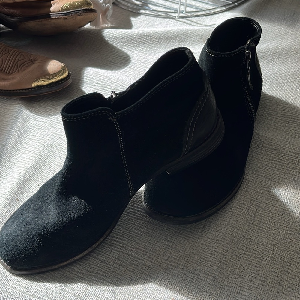 Clarks Black Suede Booties 7.5